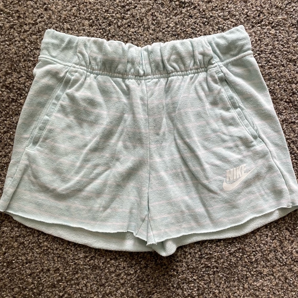 Blue and white strip nike sweater shorts, comfortable